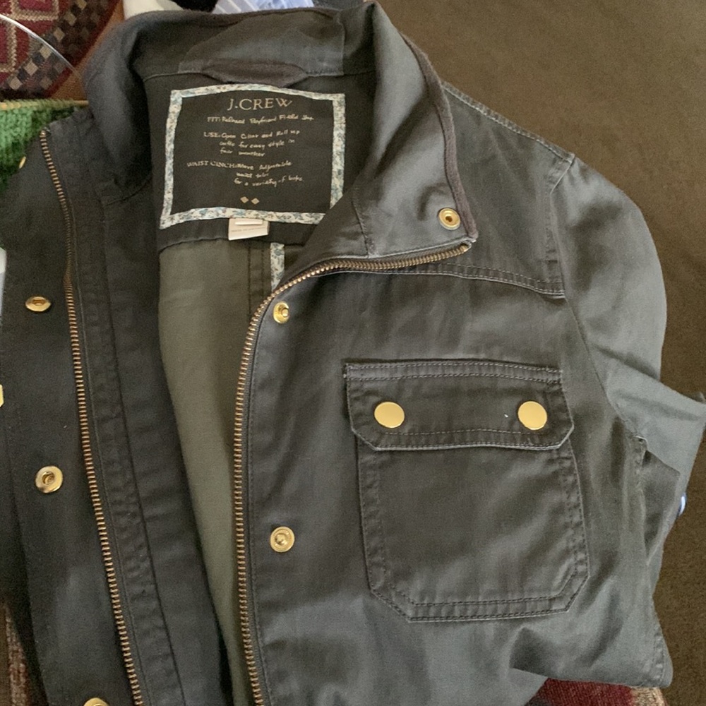 J. Crew Water Resistant Resin-coated twill field jacket Mossy Brown Green Sz S - Picture 9 of 12